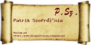 Patrik Szofrónia névjegykártya
